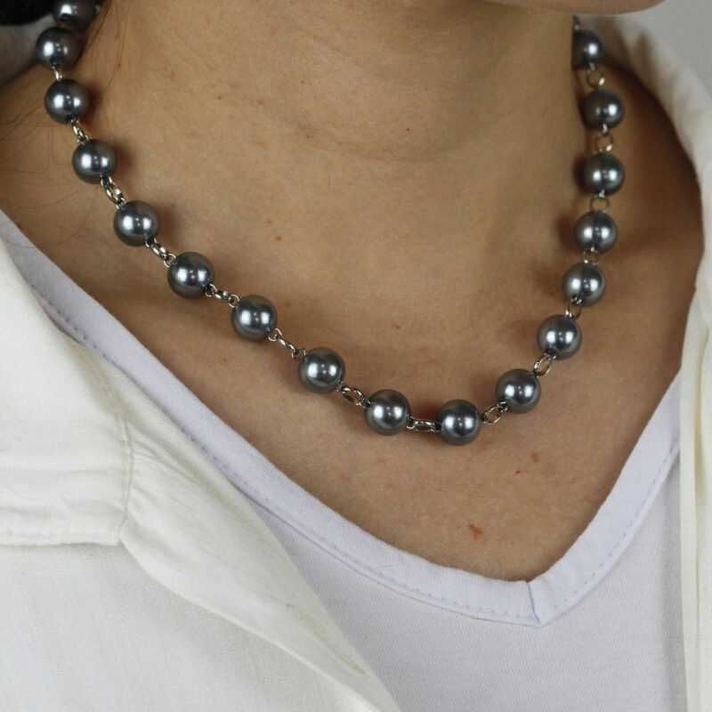 COLAR MELISSA PÉROLA CINZA