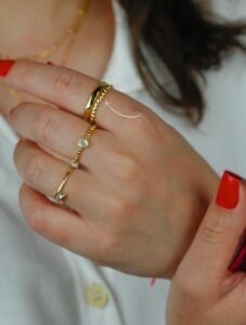 ANEL REGULÁVEL LUANA DUPLO LISO E BOLINHA